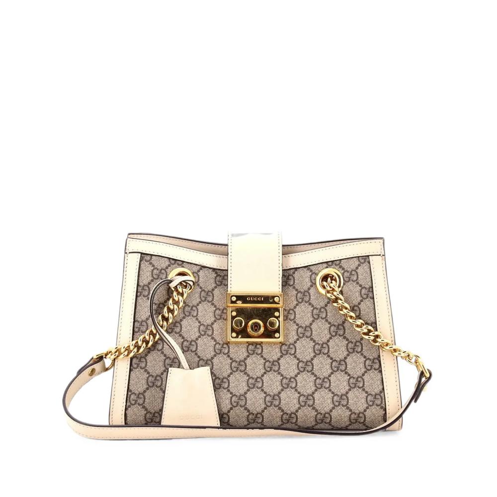 Маленькая сумка на плечо Padlock Chain Tote GG Coated Canvas with Leather 1
