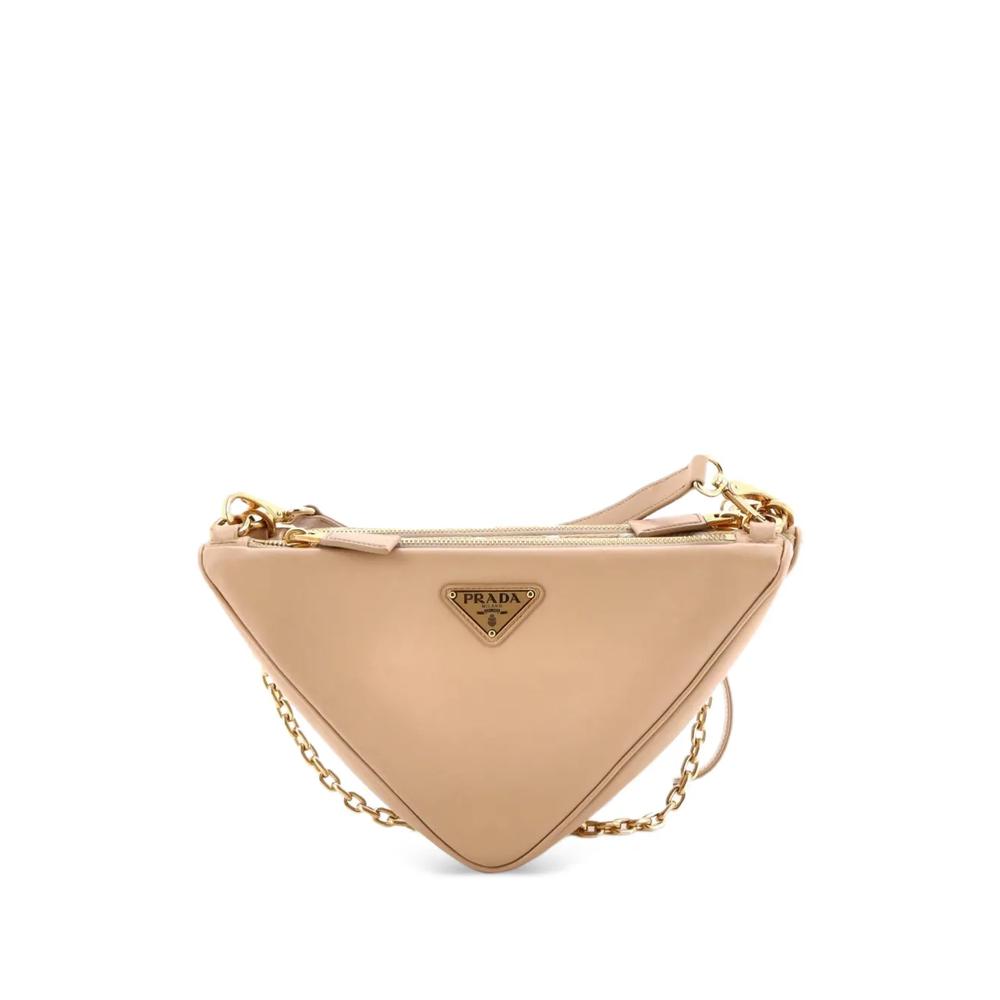 Мини-сумка на плечо Double Symbole Triangle Bag Leather and Jacquard 2