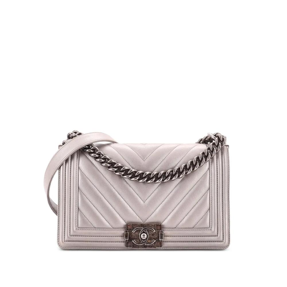 Сумка на плечо Boy Flap Bag Chevron Calfskin Old среднего размера 1