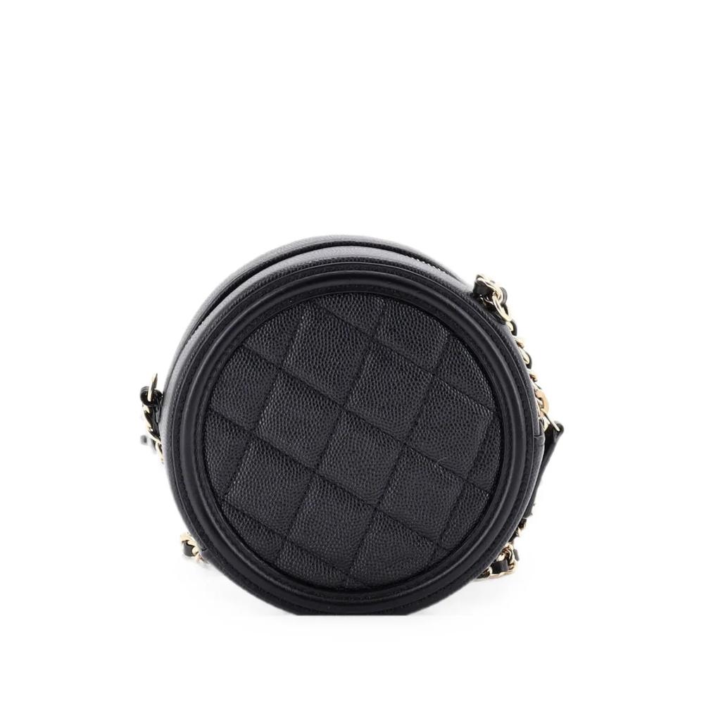 Мини-сумка через плечо Filigree Round Clutch with Chain Quilted Caviar 2