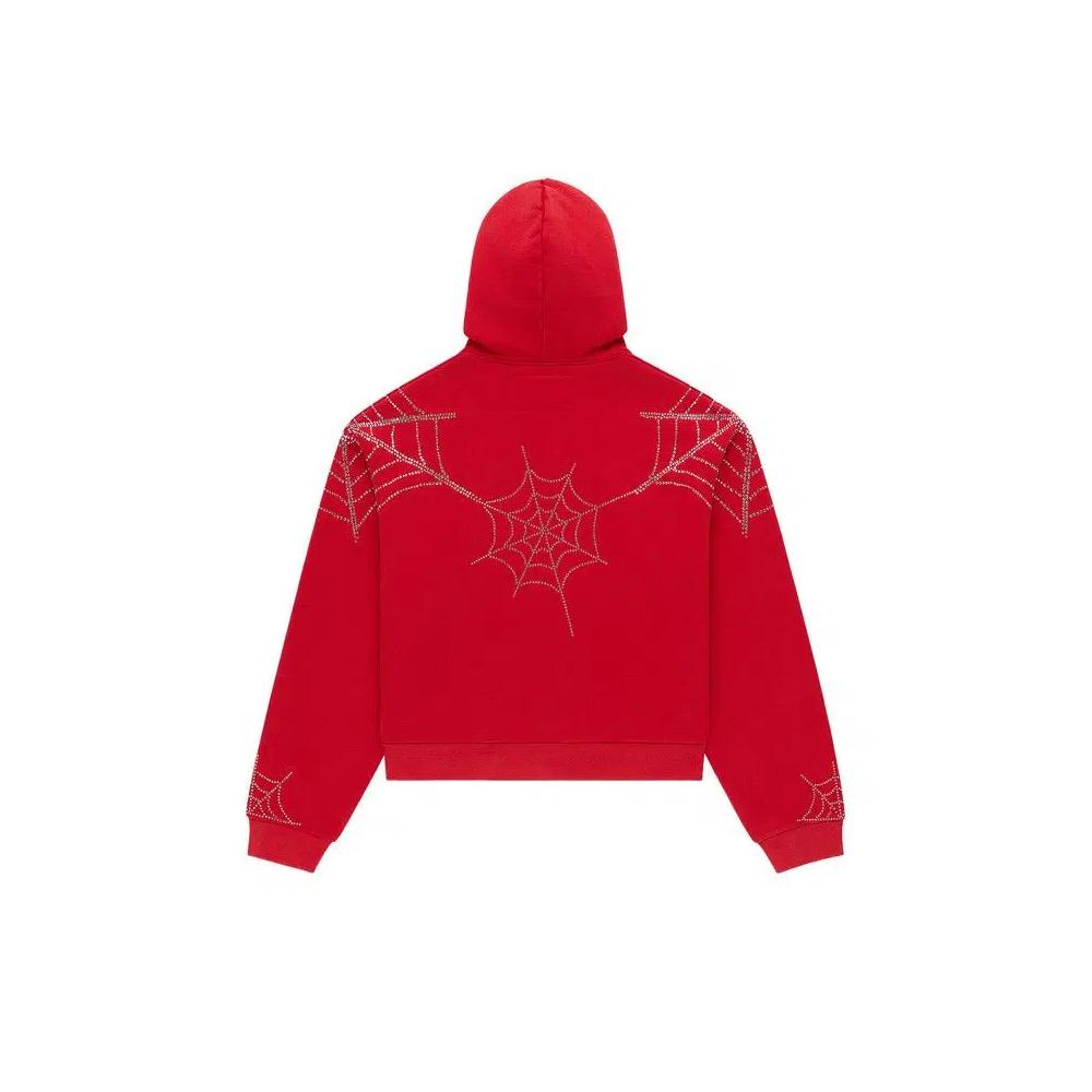 Зип-худи Sp5der Rhinestone Web Zip Hoodie 'Red' 2