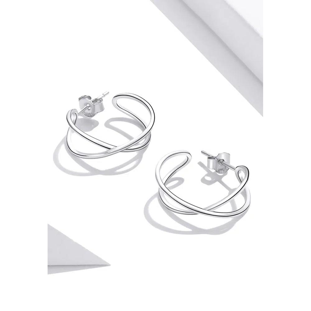 Серьги-кольца из стерлингового серебра 925 пробы Dramatic C-hoop 3