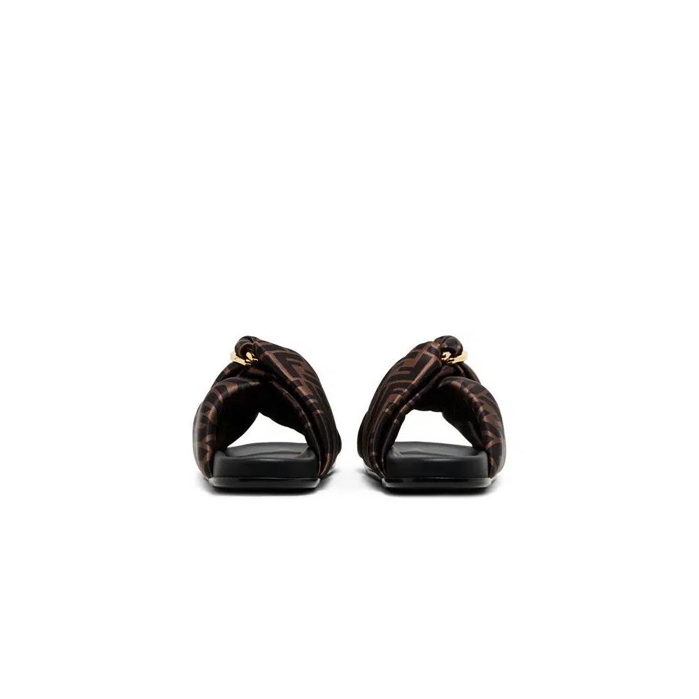 Слайды Fendi Wmns Feel FF Satin Slide 'Brown' 6