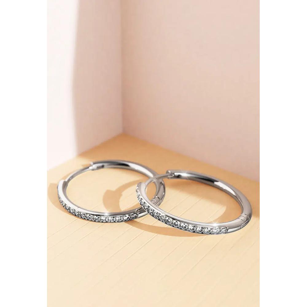 Украшенные серьги-кольца с кристаллами SWAROVSKI® - Белое золото/Прозрачный 2