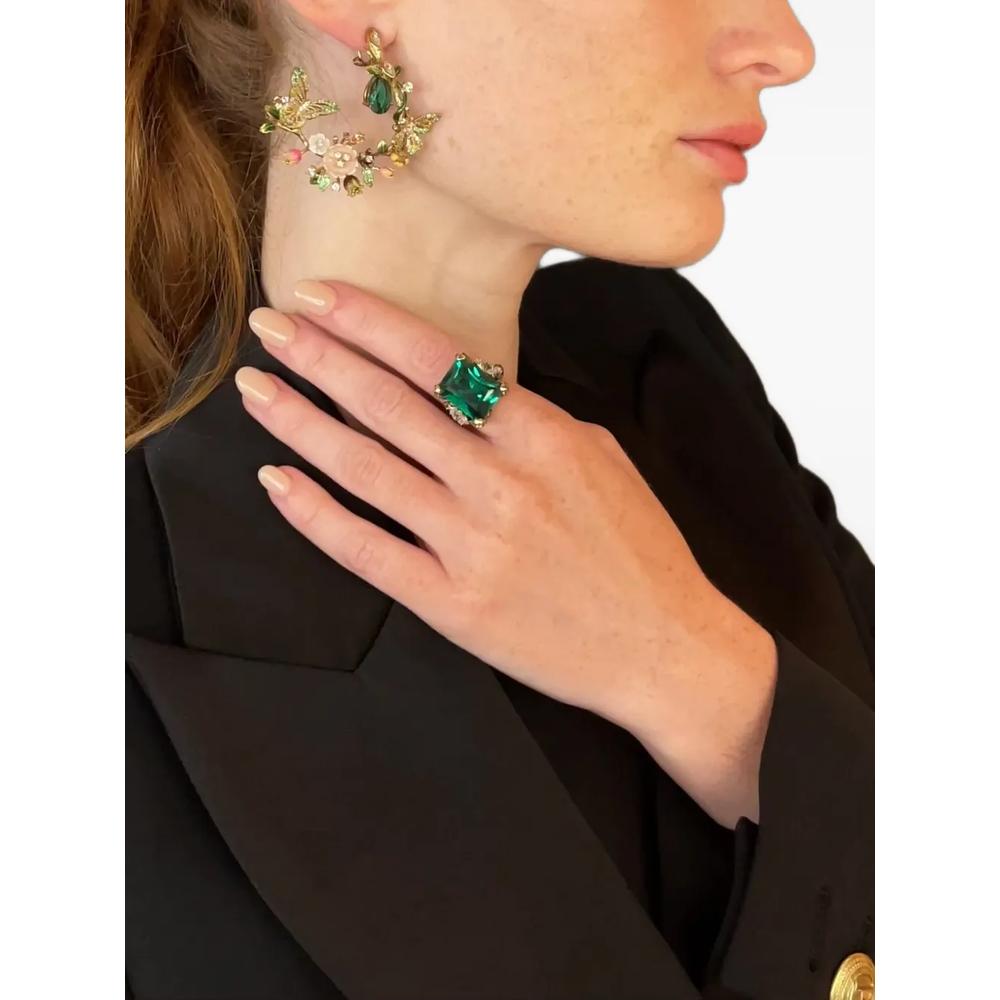 Позолоченные серьги-клипсы Butterfly Garland с камнями и бриллиантами 2