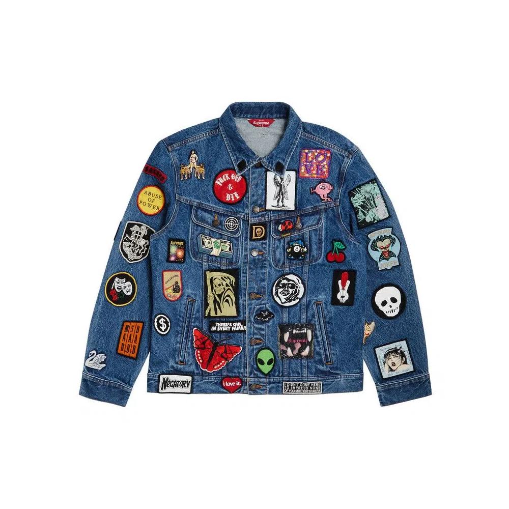 Джинсовые куртки Supreme Patches Denim Trucker Jacket 'Blue' 1