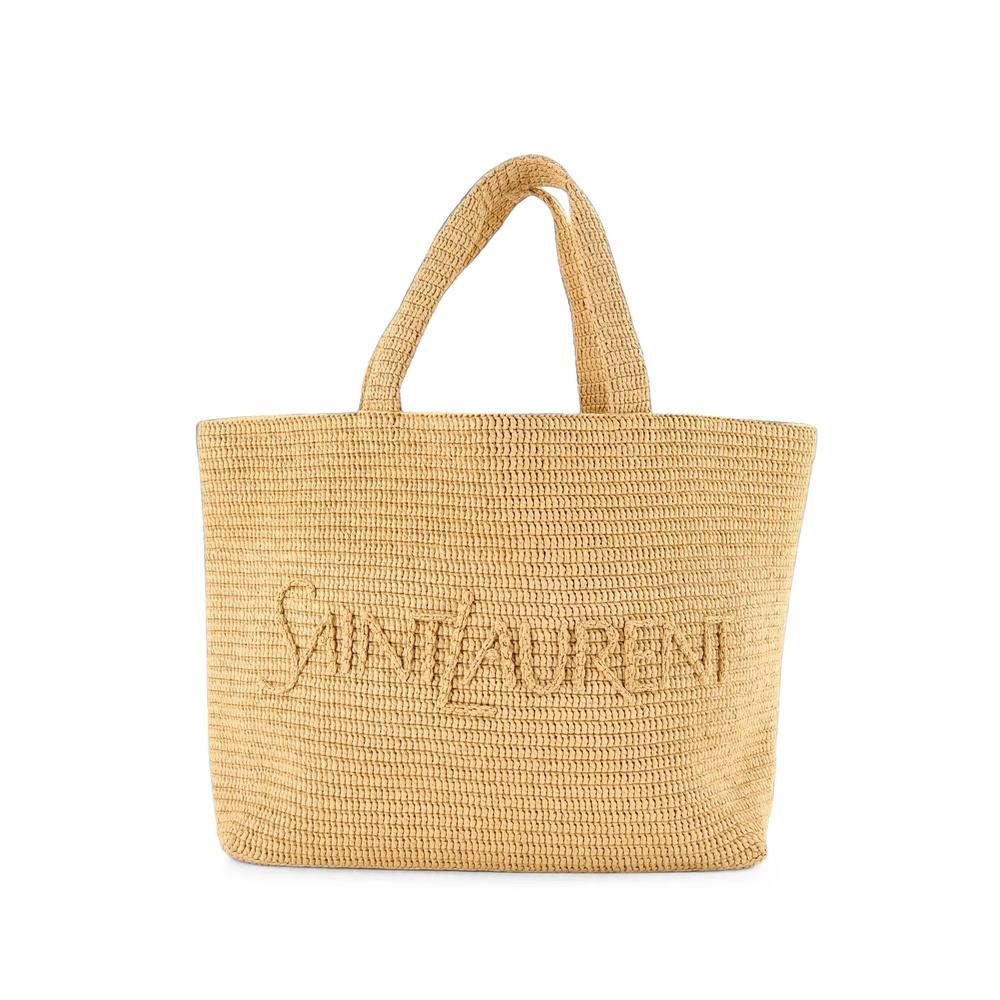 Logo Supple Embroidered Raffia tote bag 1