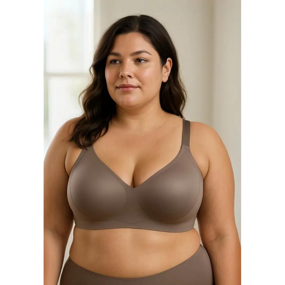 Premium Mirabel Plus Size Бесшовный поддерживающий бюстгальтер без косточек, коричневый 1