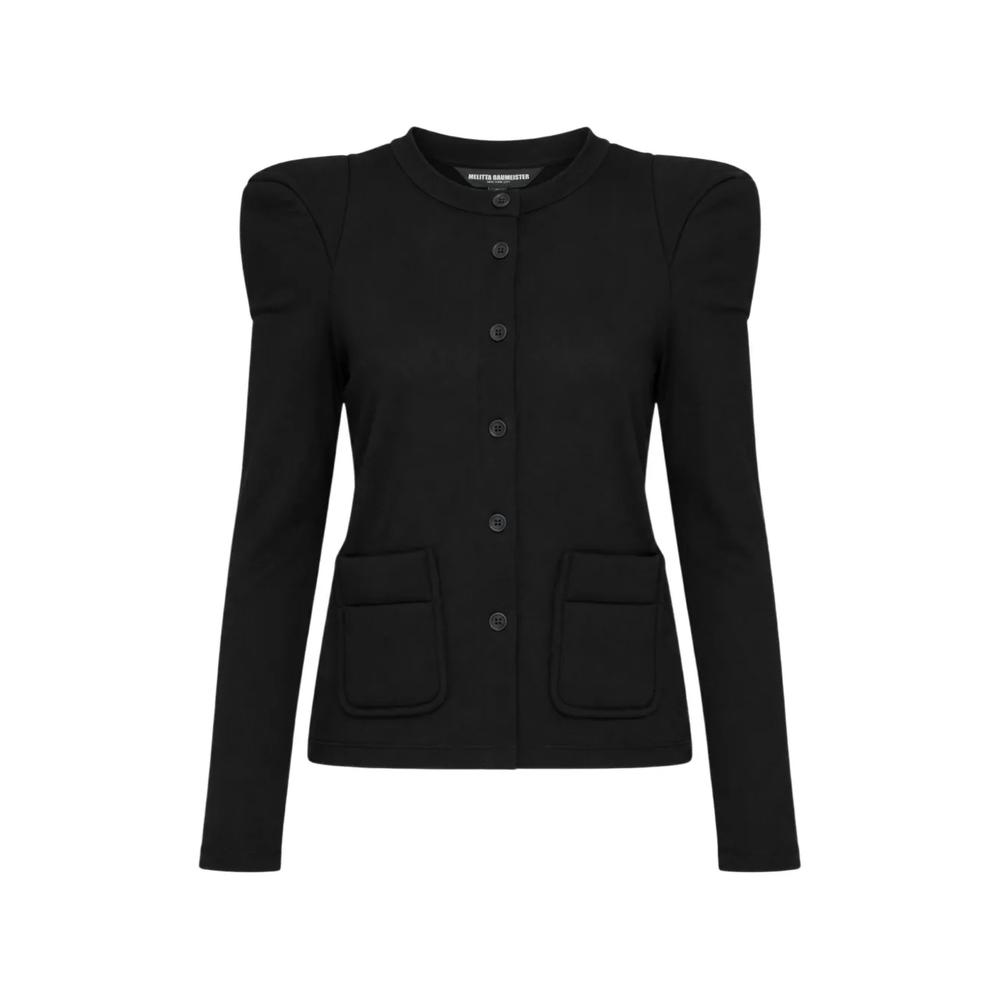 puff-shoulder button-up cardigan 1