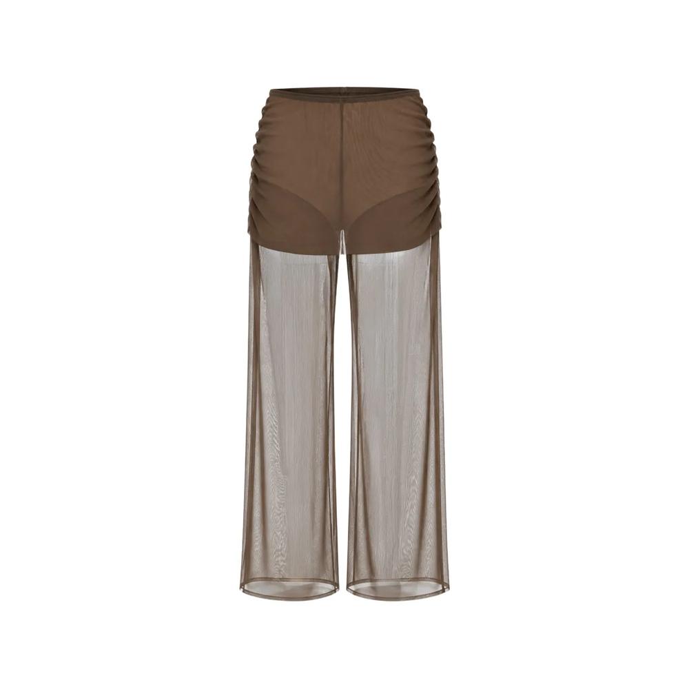 sheer ruched-detail palazzo pants 1