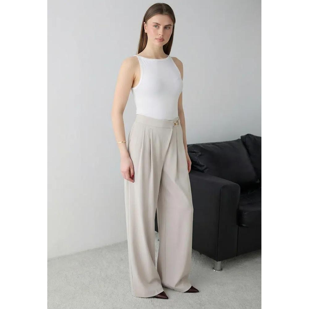 Широкие брюки из модала с отделкой камнем Twoss26Pl128 4