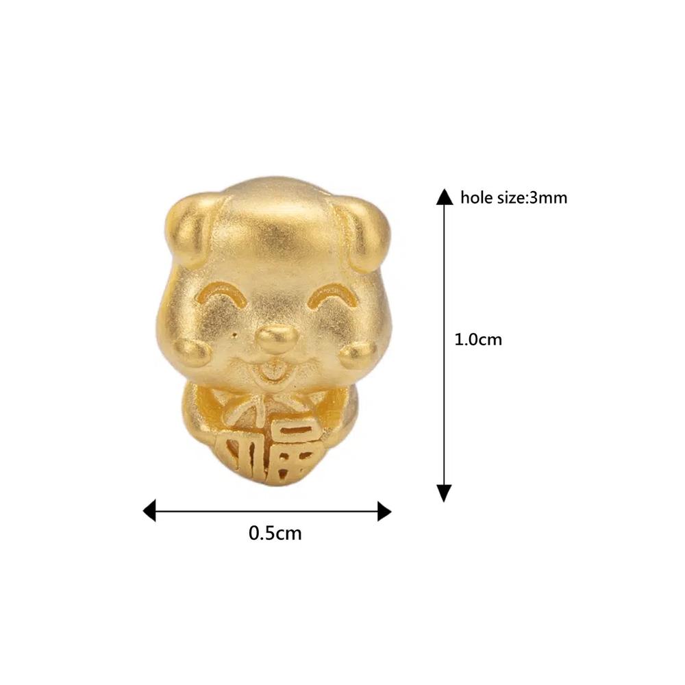 [СПЕЦИАЛЬНОЕ] LITZ 999 (24K) Золотая собака знака зодиака с браслетом-веревкой EPC1159-B-B (0,27 г+/-) 3