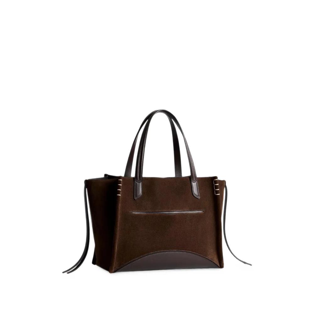 suede contrast-trim tote bag 2