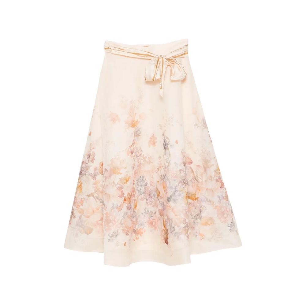 floral-print belted midi skirts 1