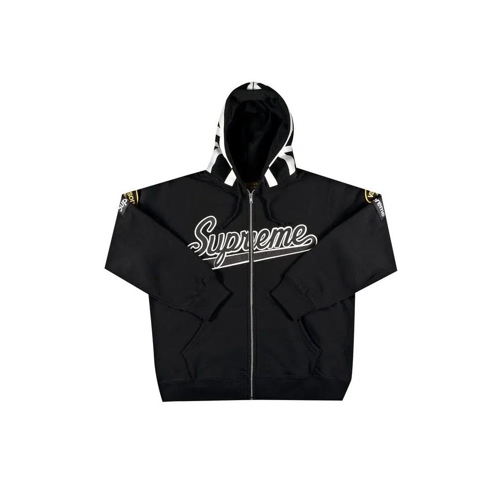 Молнии Supreme x Vanson Leathers Spider Web Zip Up Hooded Sweatshirt 'Black' 1