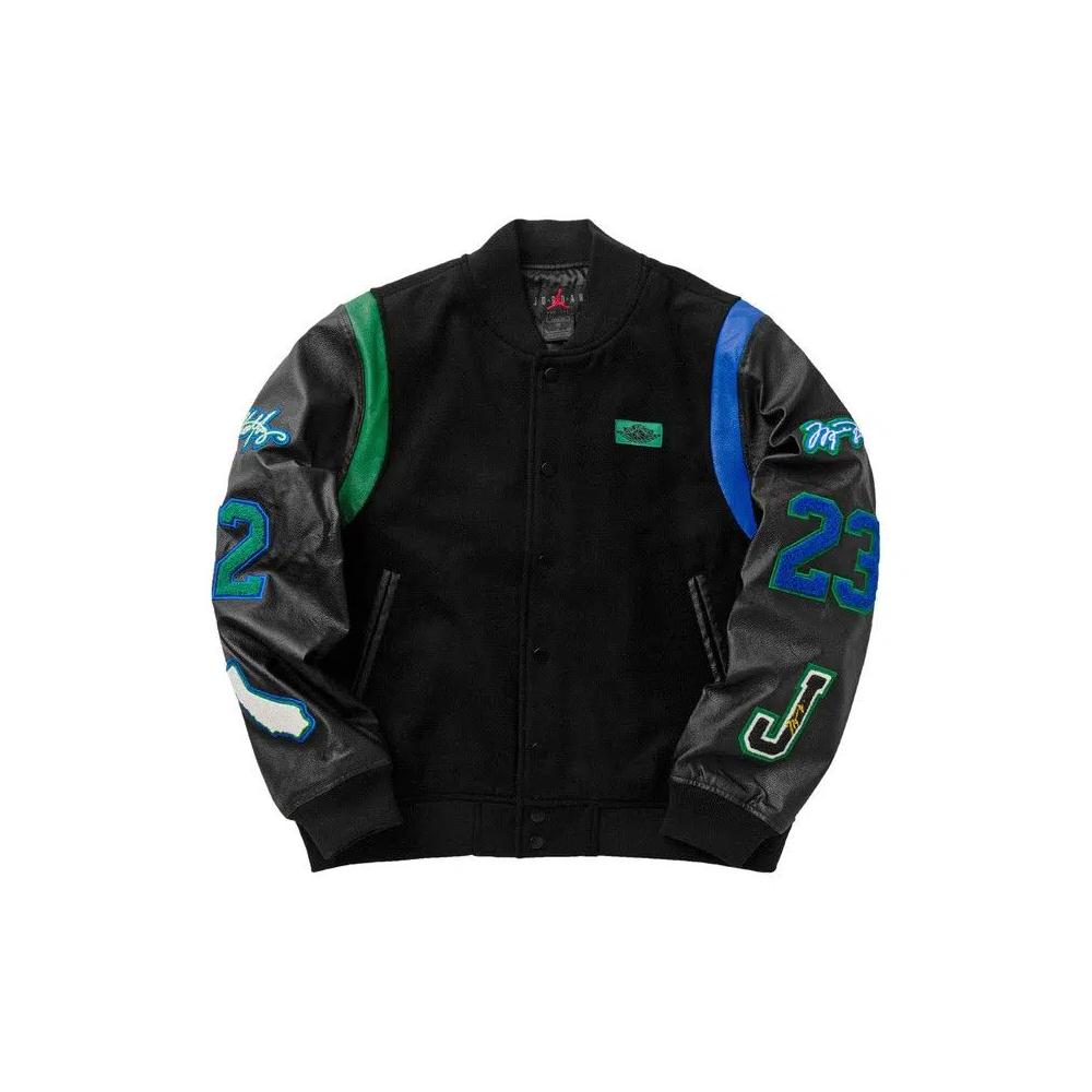 Варсити-куртки Air Jordan x Aleali May Varsity Jacket 'Black/Game Royal/Pine Green' 1