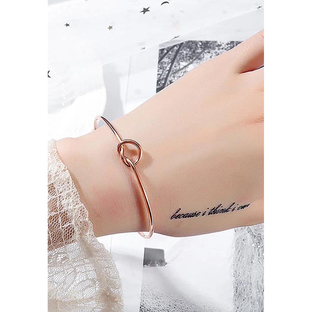 Браслет-манжета с открытым концом Single Knotted Tie Promise в розовом золоте из многослойной стали 2