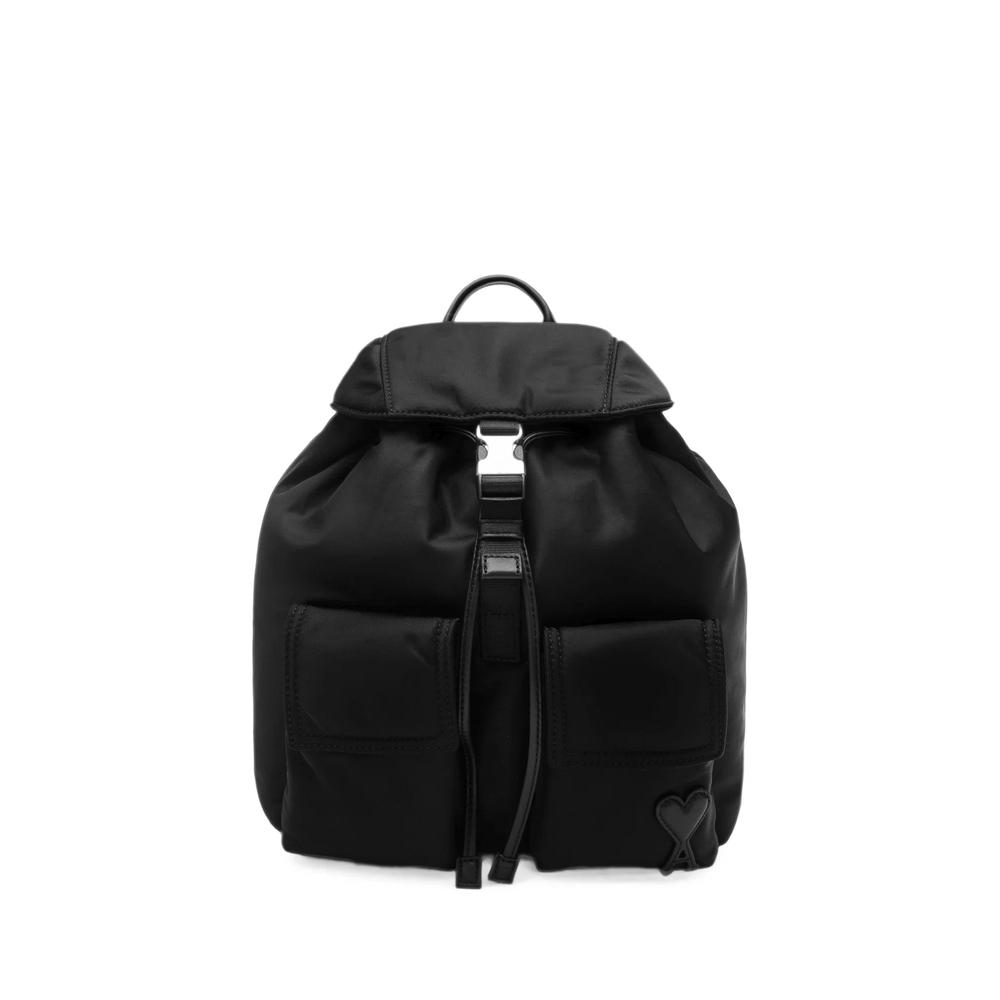 small black nylon Marcel flap backpack 1