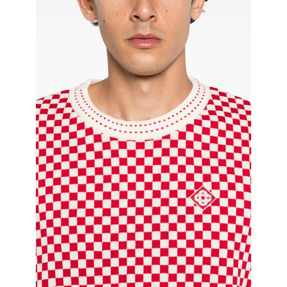 checkerboard-knit logo-patch sweater 5