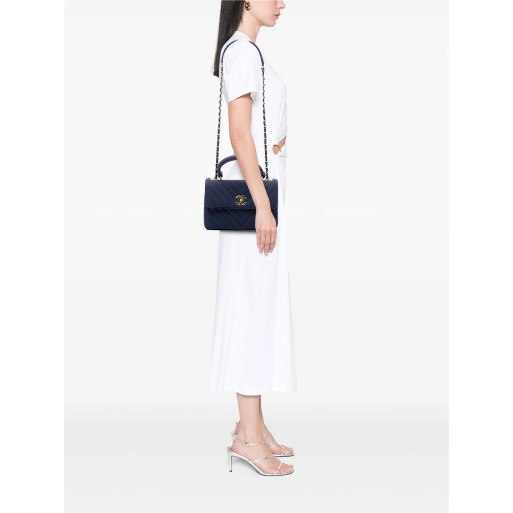 Маленькая сумка-сэтчел Chevron Jersey Trendy CC Top Handle Flap (2018-2019 годы) 2