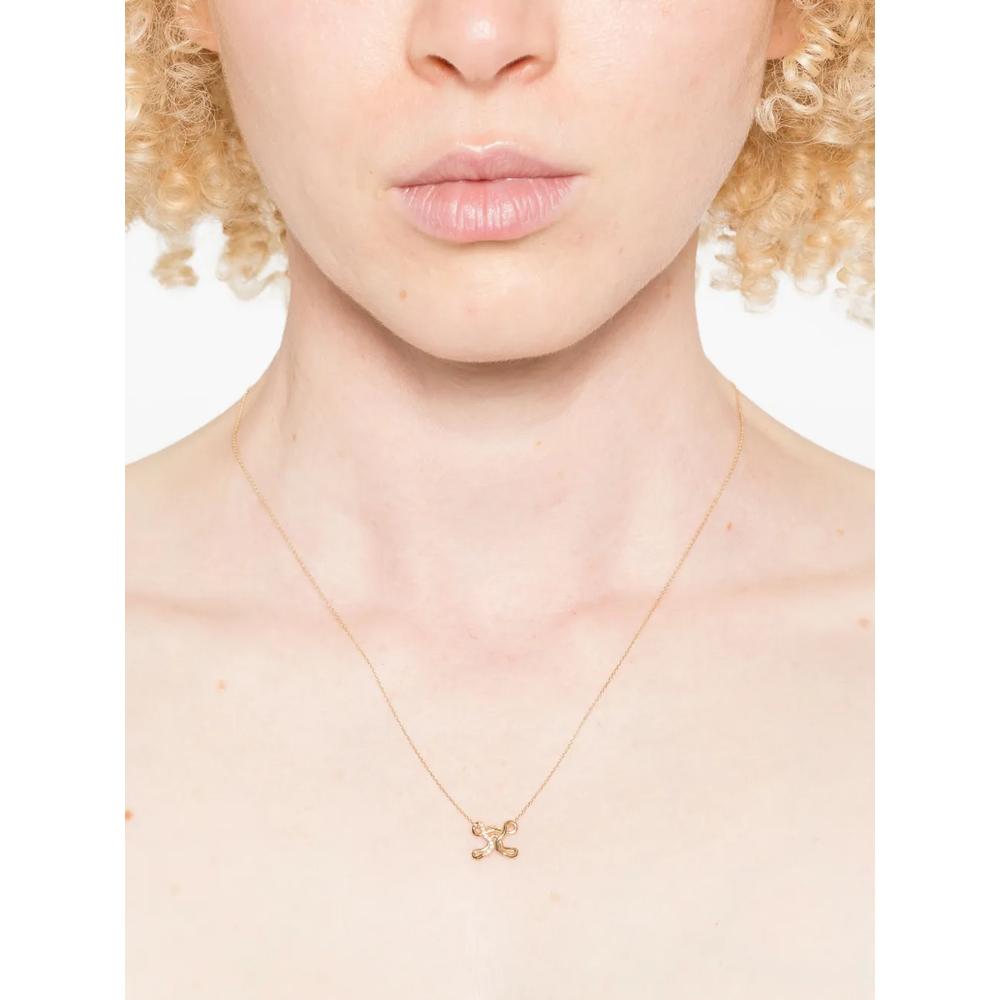 18K yellow gold Letter X diamond necklace 2