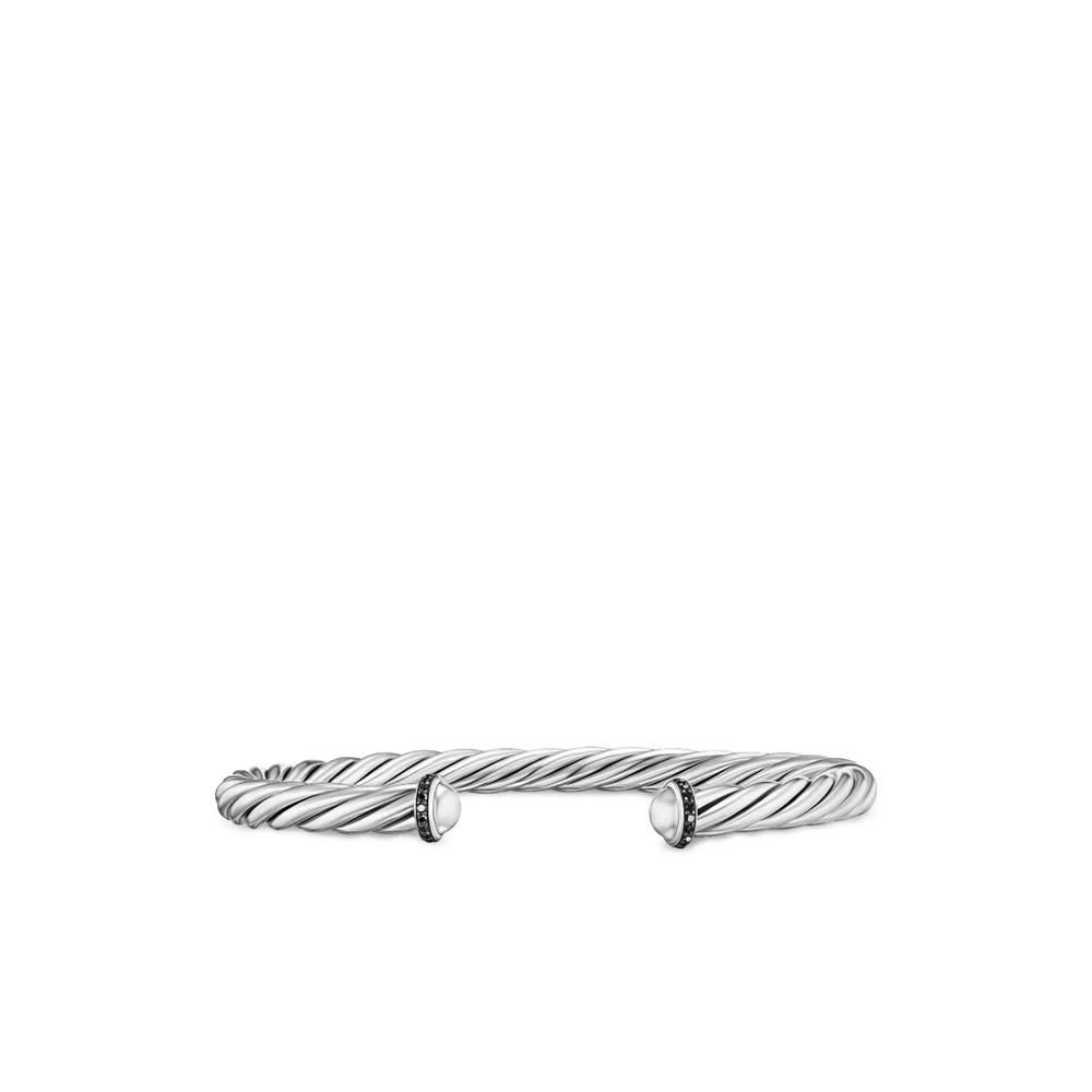 Серебряный браслет Cable Cuff с бриллиантами (6 мм) 1
