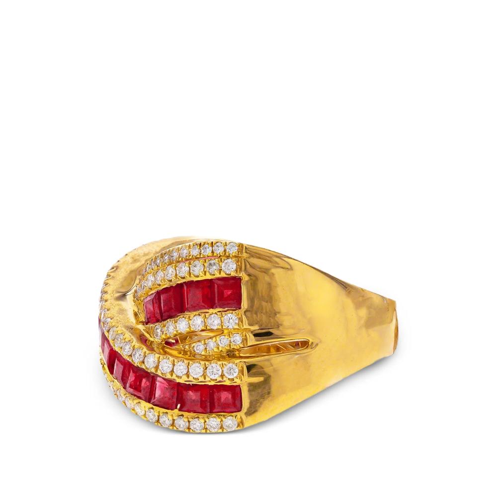 18K yellow-gold ruby and diamond ring 2