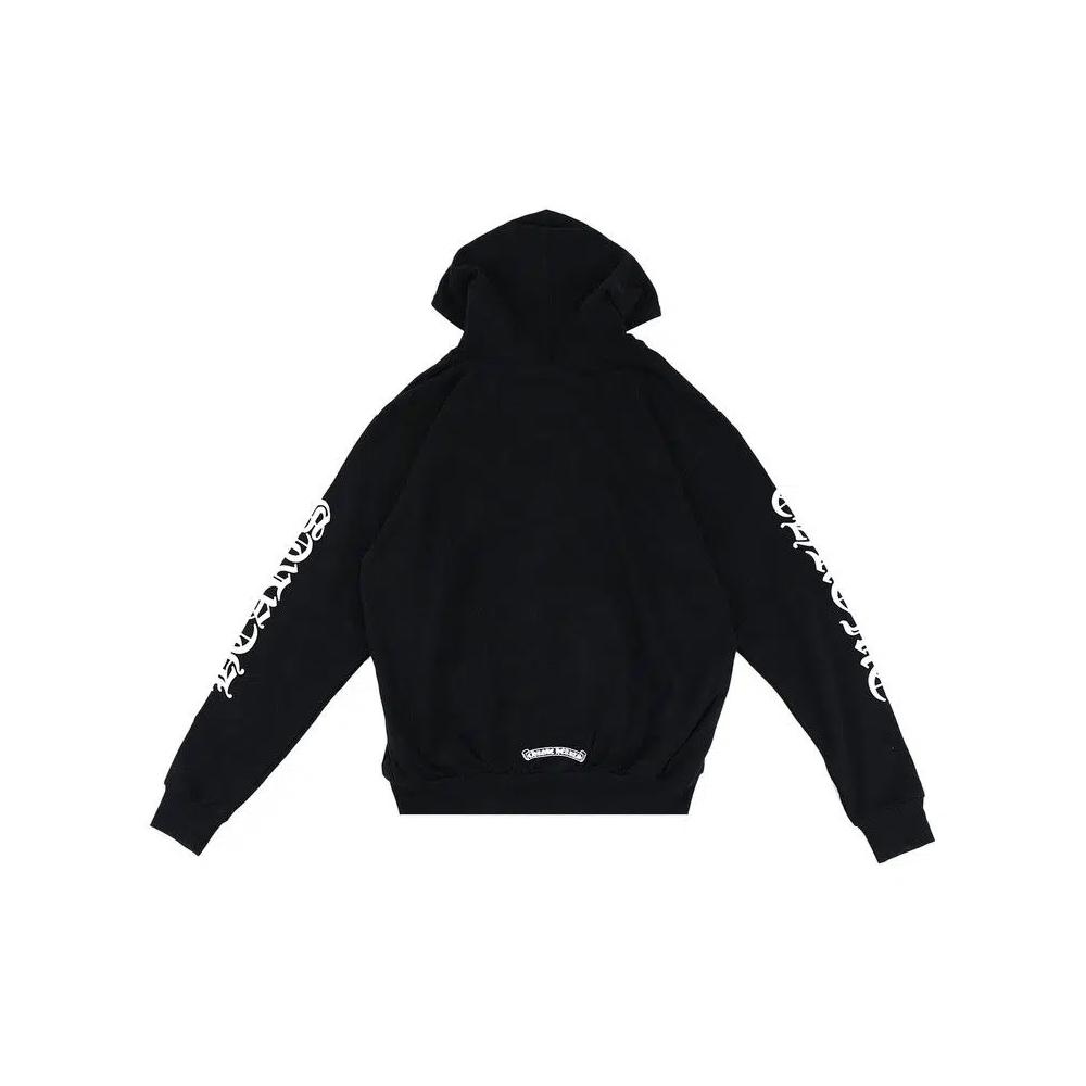 Толстовки на молнии Chrome Hearts Letters Sleeve Fleece Zip Up Hoodie 'Black/White' 2