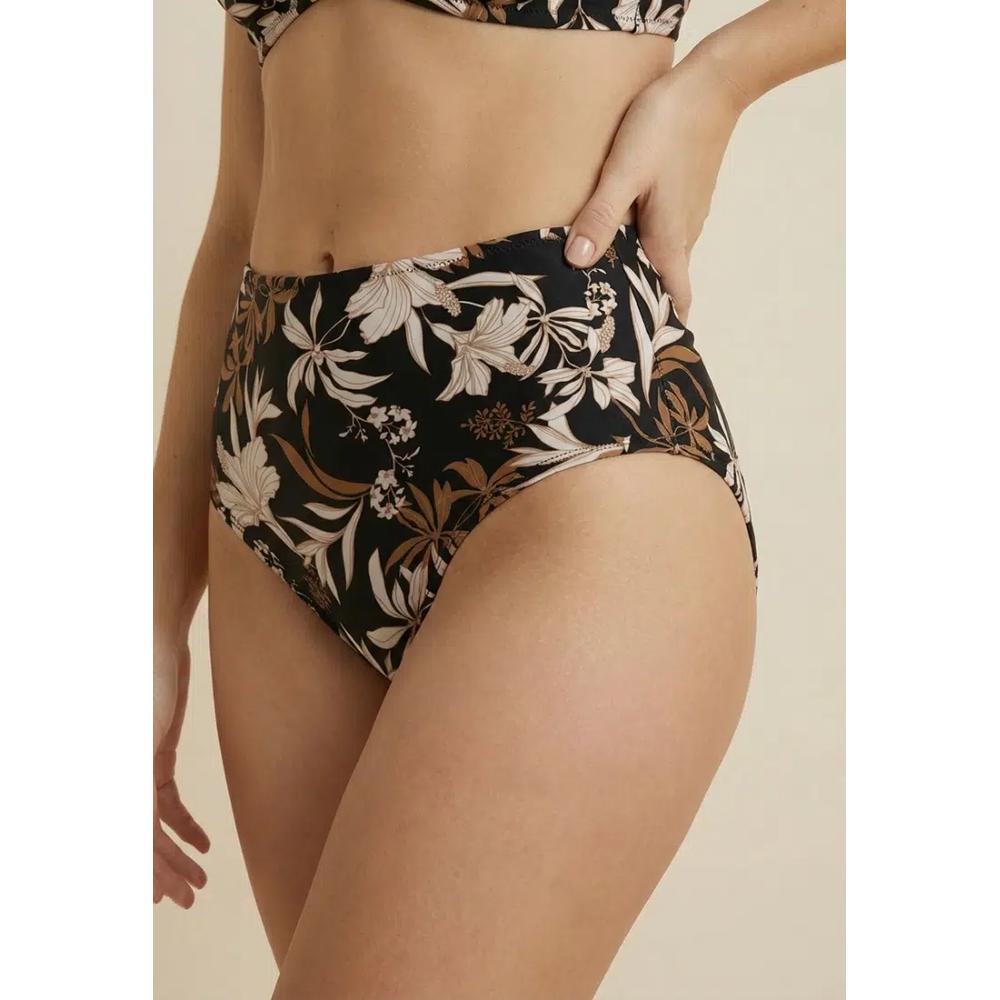 Wild Hibiscus Черные классические брюки с защипами на поясе 2