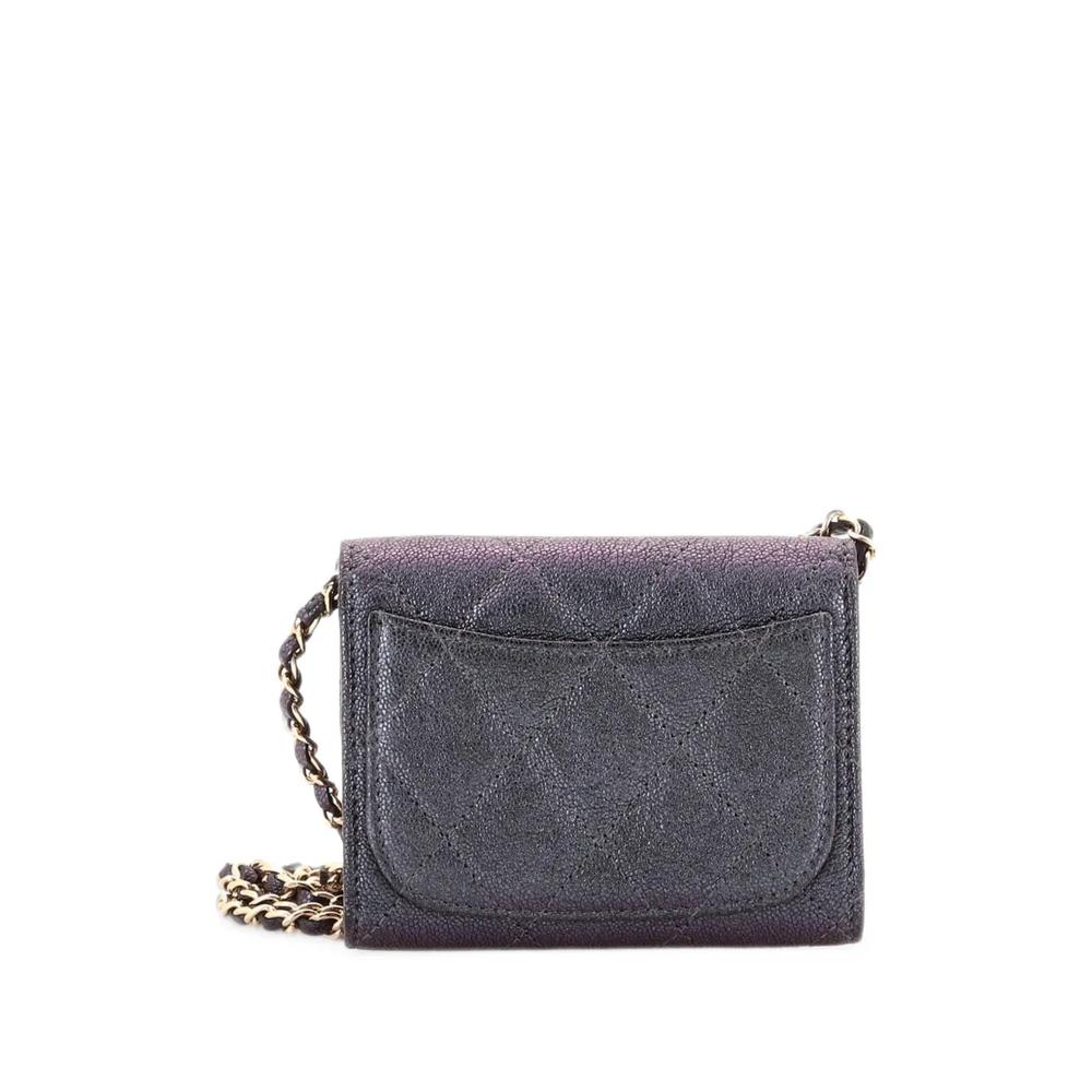Стеганая мини-сумка через плечо Classic Flap Card Holder on Chain 2