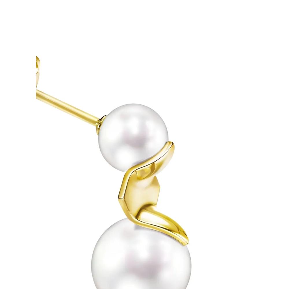Серьги M/G Tasaki Square Leaf из желтого золота с жемчугом 2