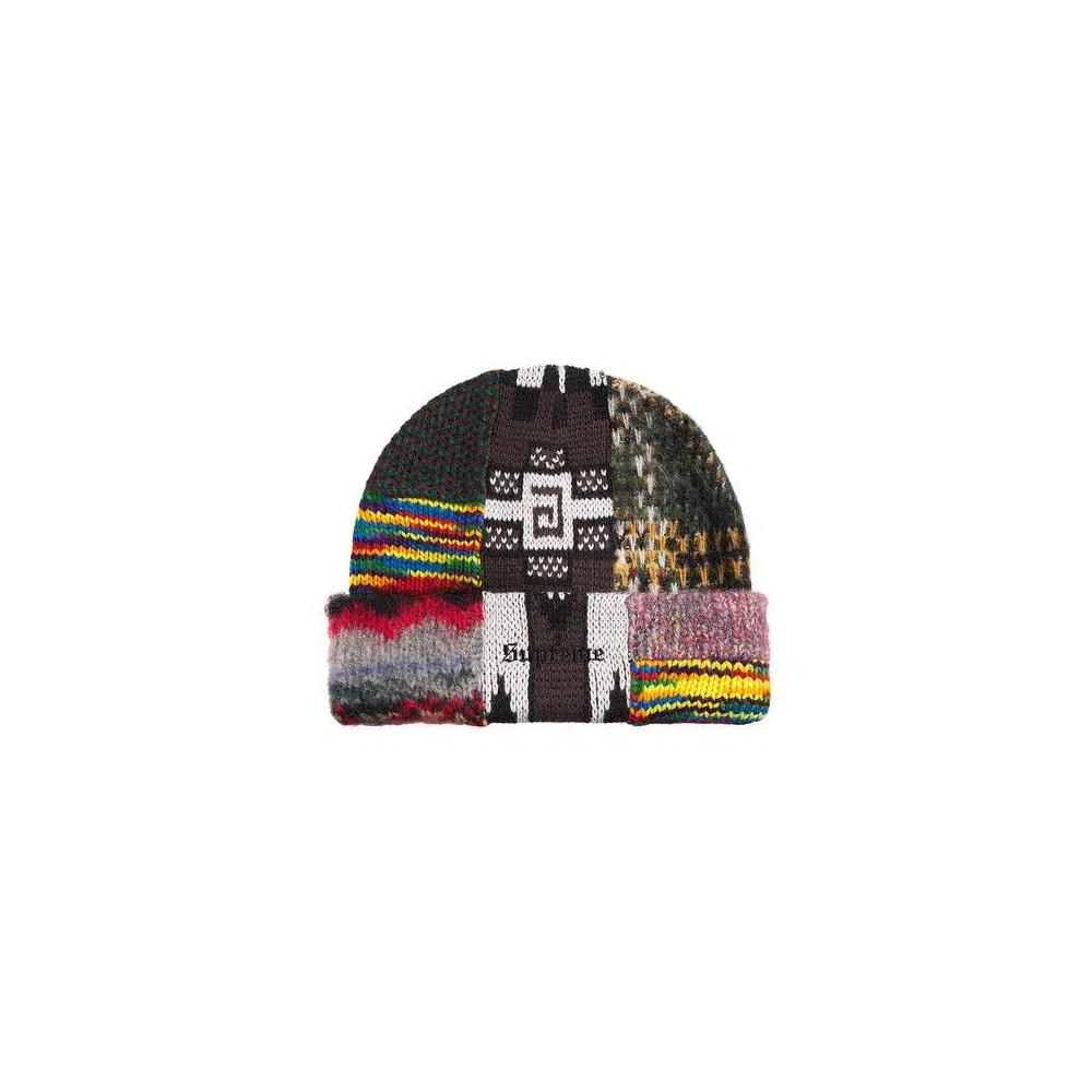 Шапка-бини Supreme Patchwork Beanie 'Brown' 1