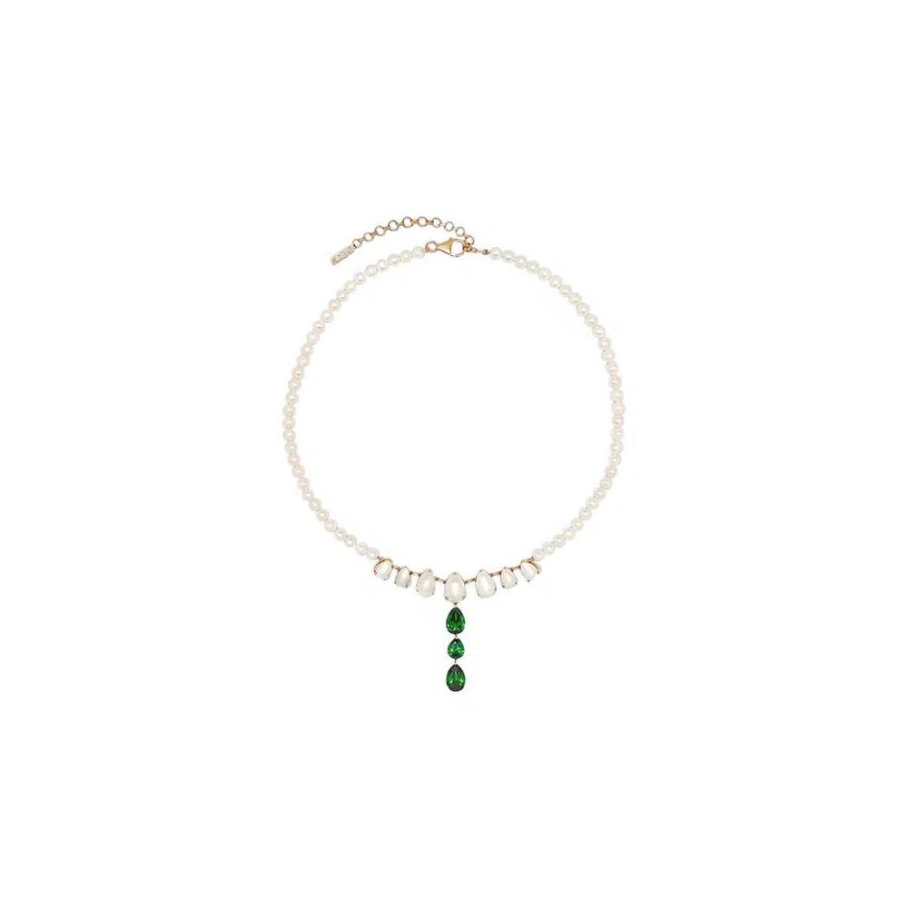 Чокеры VEERT The Freshwater Pearl Drop Chain 'Pearl/Yellow Gold/Green' 1