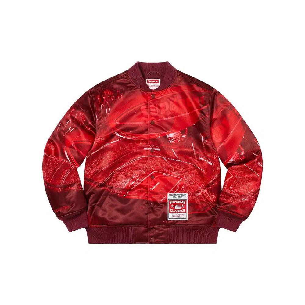 Бомберы Supreme x Mitchell & Ness Бомбер Stadium Satin 'Красный' 1