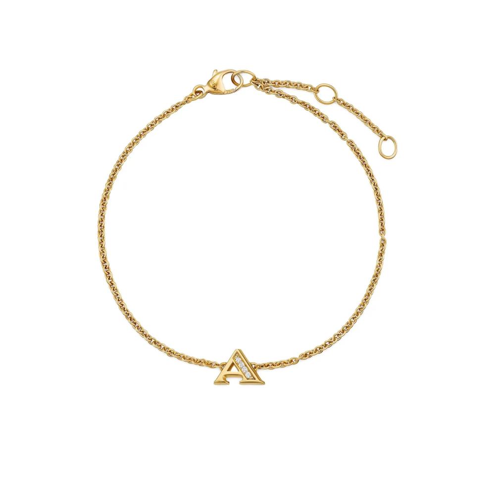 Браслет Petite Pavé Initial из желтого золота с бриллиантами 2