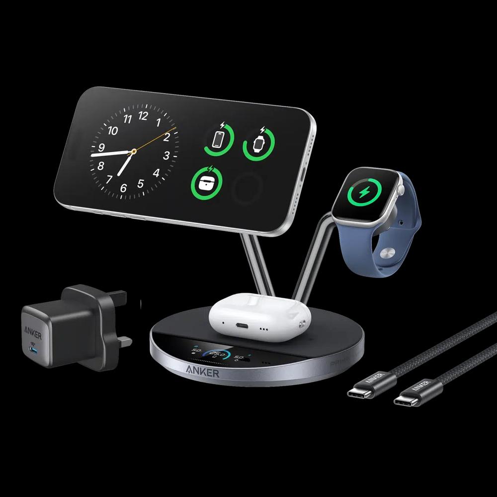 Anker Prime трехпозиционная беспроводная зарядная станция (трехпозиционная подставка) - Черный 1