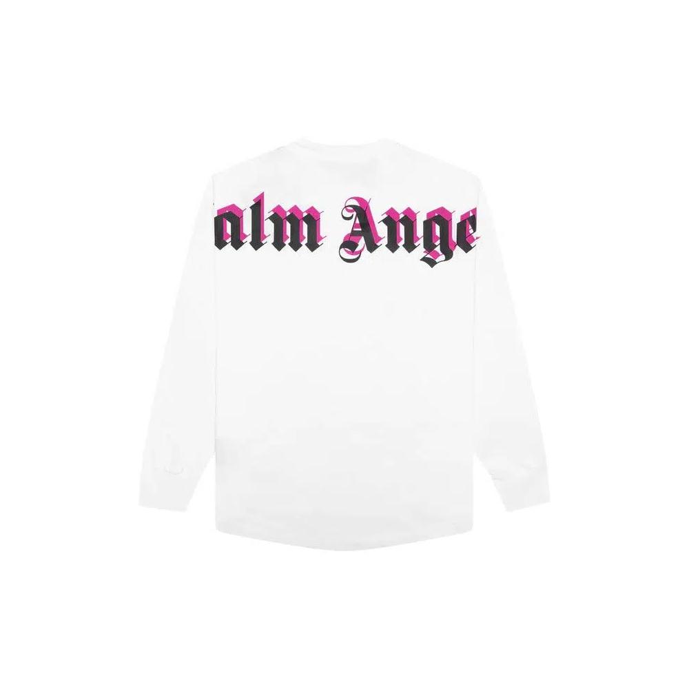 Футболки Palm Angels Double Logo Over Long-Sleeve Tee «Белый/Фуксия» 2