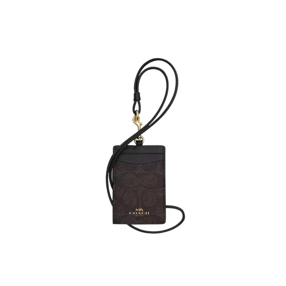 Брелок для бейджа Coach ID Signature Canvas Lanyard In Walnut Black CZ285 1