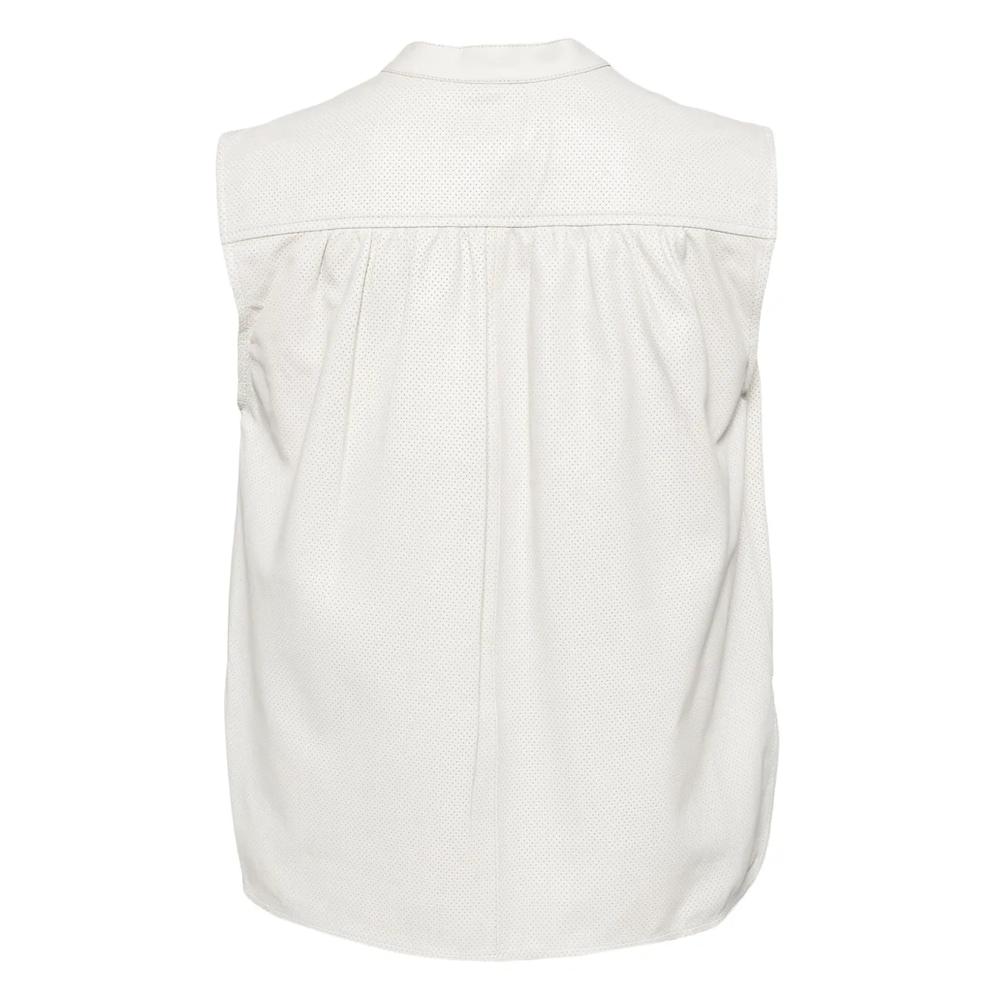 Кожаная блузка без рукавов 2