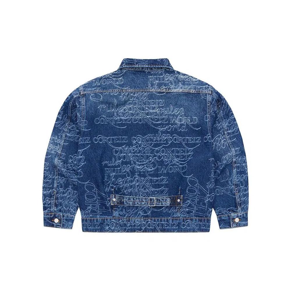 Джинсовые куртки Corteiz Handwritten Denim Jacket 'Средний вымытый индиго' 2