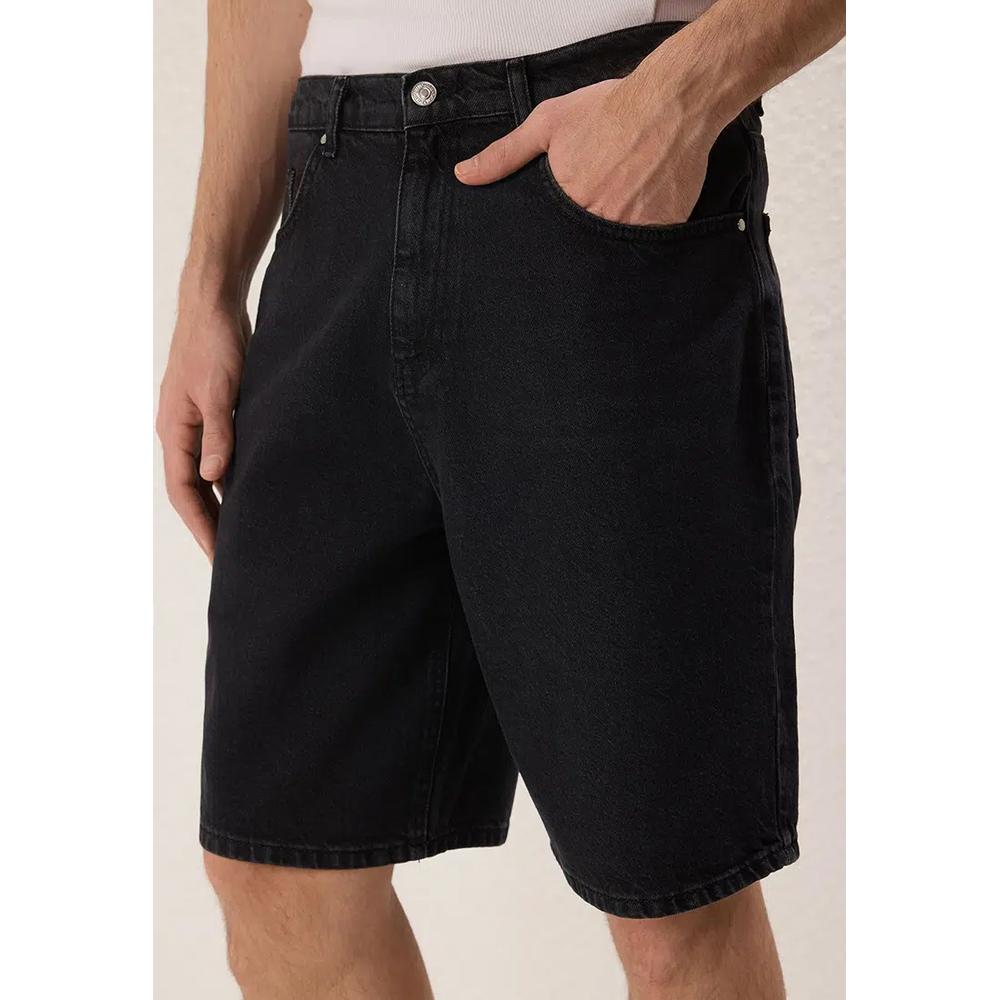 Черные свободные джинсовые шорты более устойчивые TMNSS25SR00054 3