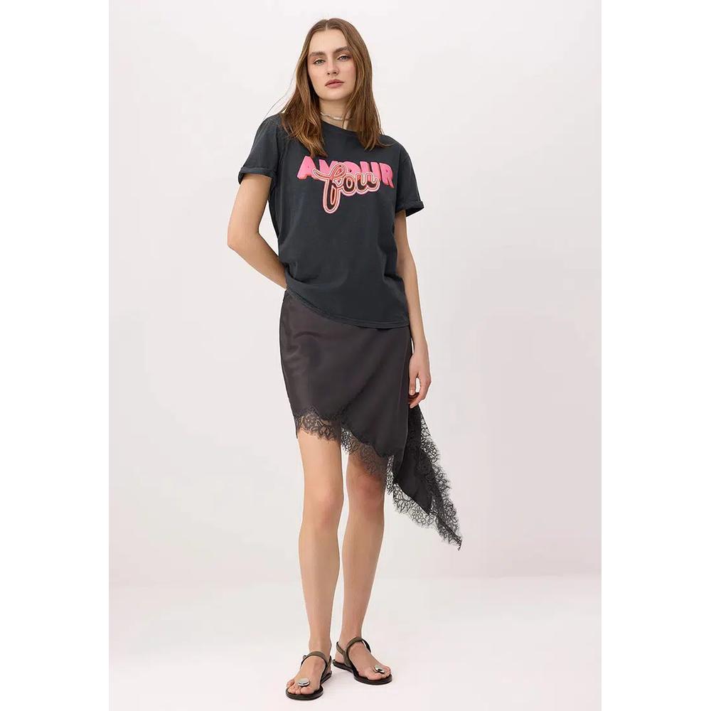 Футболка с принтом Anthracite Slogan Regular/Normal Fit с коротким рукавом, 1% хлопок, трикотажная, Twoss26Ts233 4