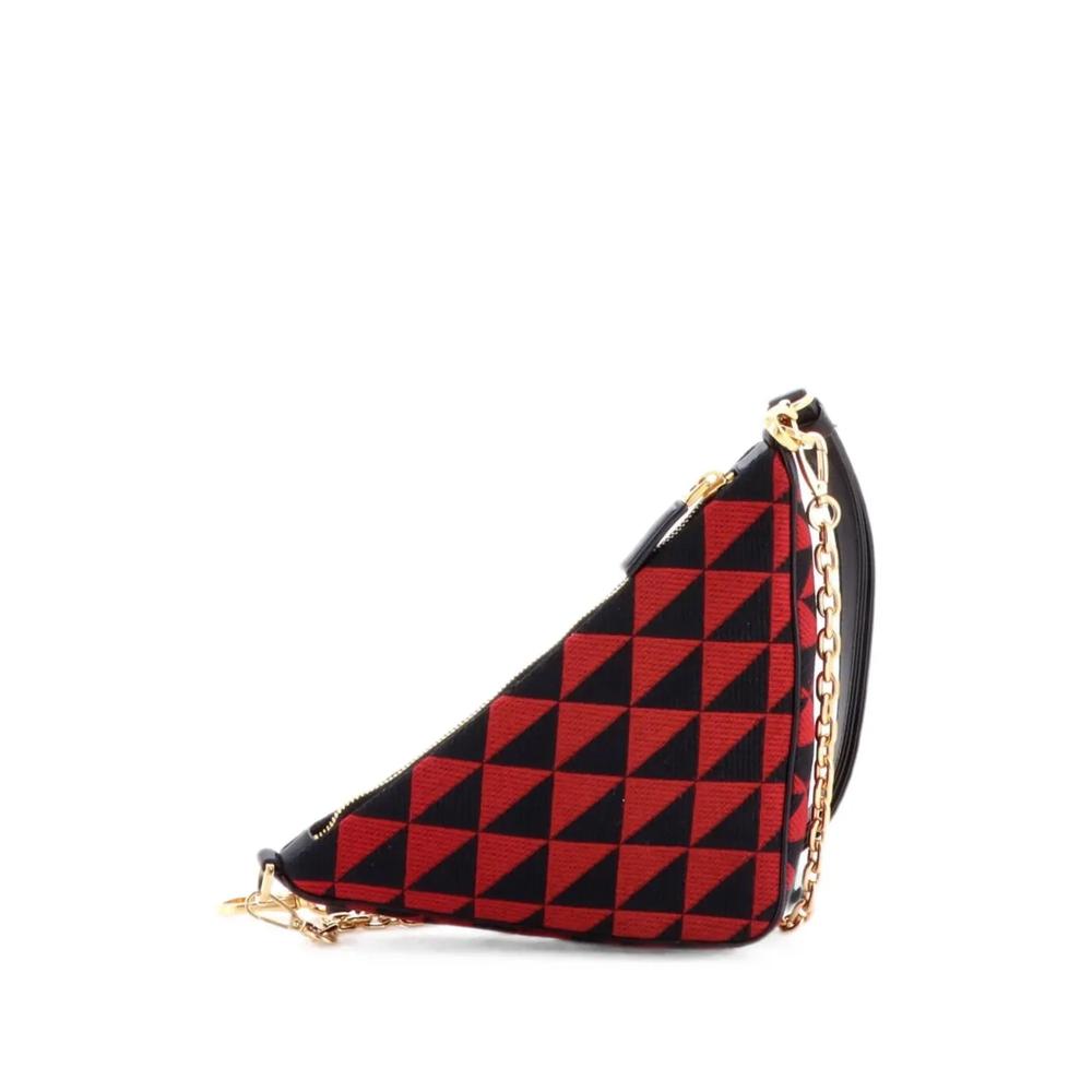 Мини-сумка на плечо Symbole Triangle Bag Leather and Jacquard 2