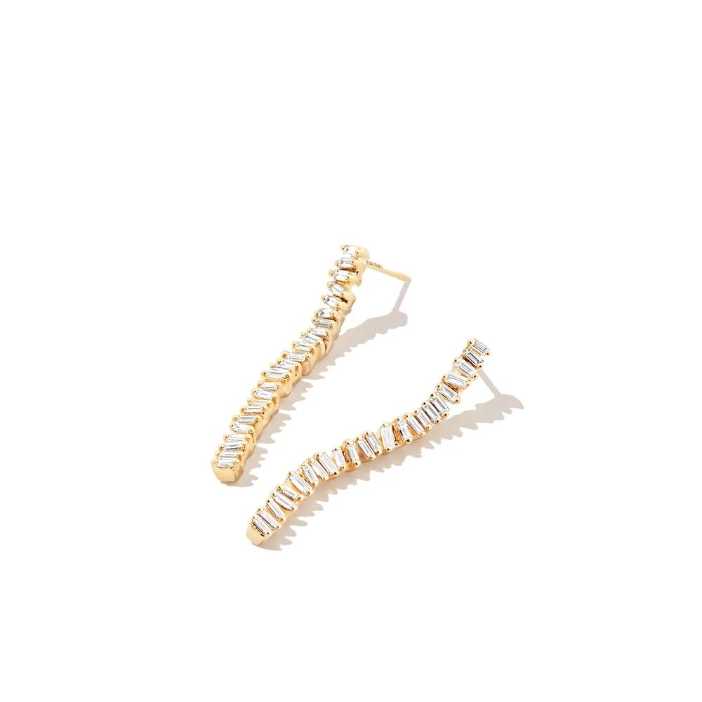 Серьги-подвески Savannah Midi из желтого золота с бриллиантами 2