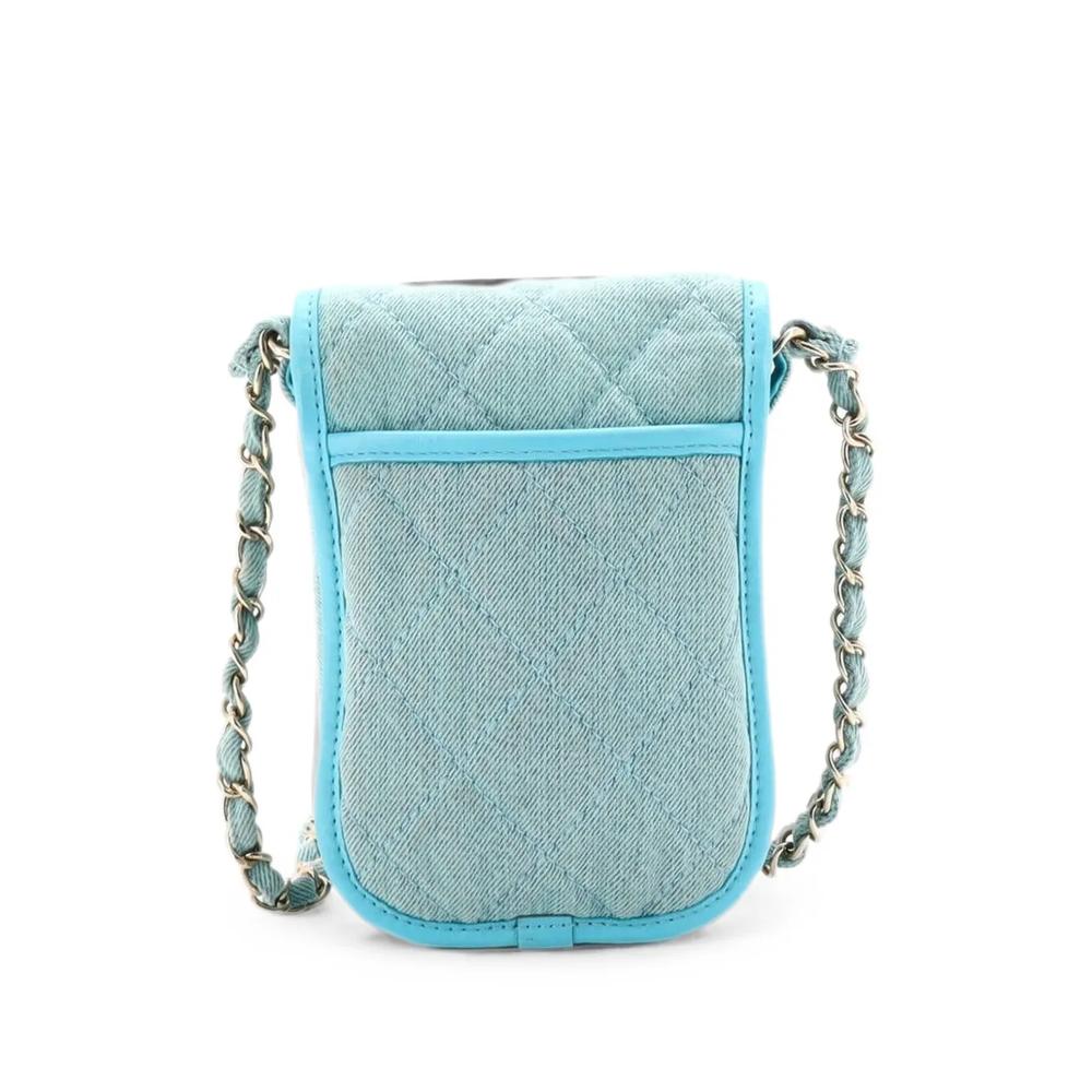 Мини-сумка на плечо Flap Clutch with Chain Quilted Denim 2