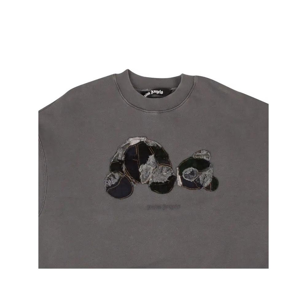 Свитеры с круглым вырезом Palm Angels PA Patchwork Ripped Bear Crew «Индиго» 3