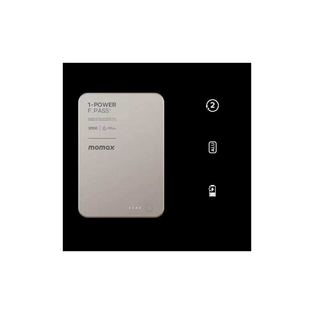 Momax 1-Power F.Pass+ 3000mAh магнитный power bank с кабелем - титан 3