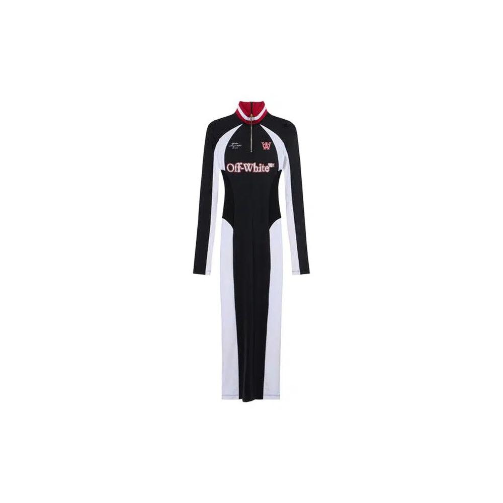 Платья миди Off-White Tech Jersey Midi Dress 'Черный/Белый' 1