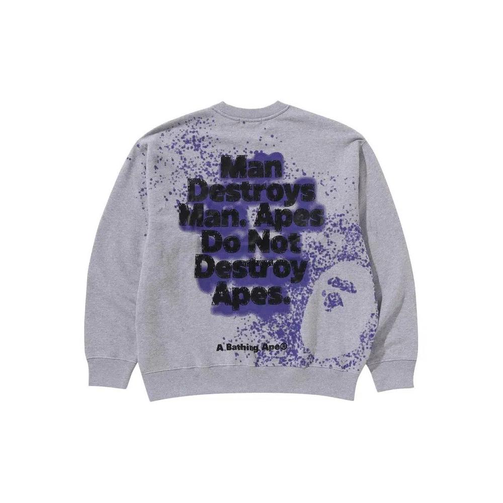Свитера BAPE Spray Print Logo Relaxed Fit Crewneck Sweatshirt 'Grey' 2