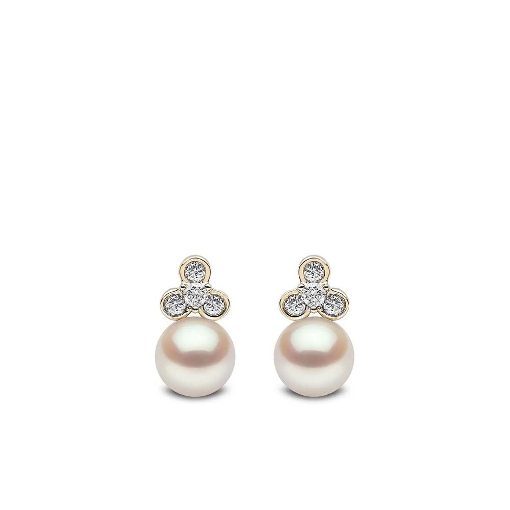 Серьги Trend из желтого золота с жемчугом и бриллиантами 1